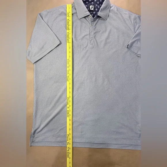 FootJoy Performance Golf Polo Men’s XL – Gray Stretch Shirt w/ Floral Collar - Picture 4 of 9